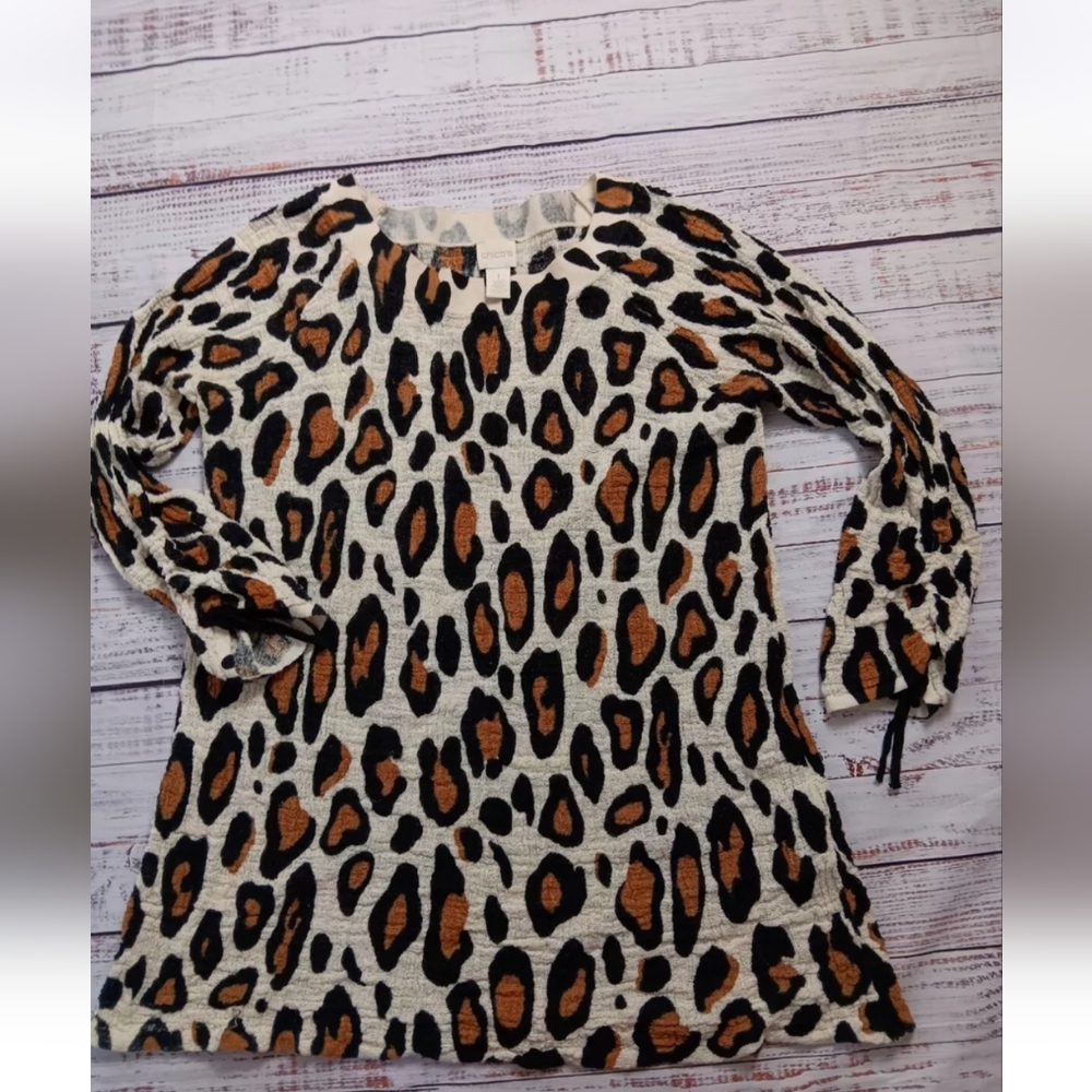Chicos 1 Small Leopard Print Multicolor Long Sleeve